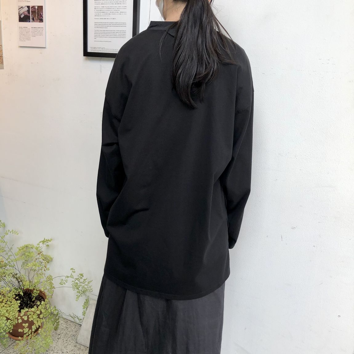 青山】 Labo 異素材コンビスタンドカラーミドル丈シャツ｜ 無印良品